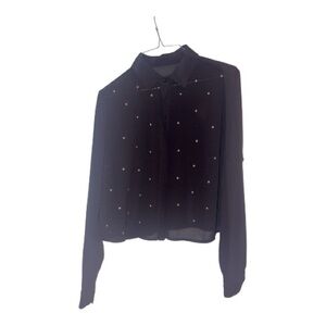 Elegant Black Women's Blouse with Gold Accents